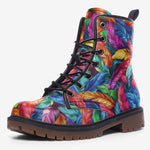 Leather Boots Colorful Feathers Abstraction