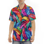 Men's Polo Shirt Colorful Feathers Abstraction