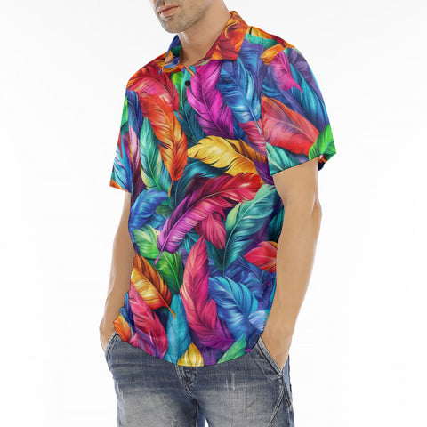 Men's Polo Shirt Colorful Feathers Abstraction