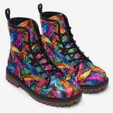 Leather Boots Colorful Feathers Abstraction