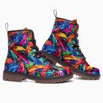 Leather Boots Colorful Feathers Abstraction