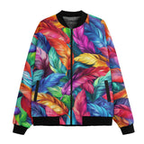 Bomber Jacket Colorful Feathers Abstraction
