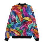Bomber Jacket Colorful Feathers Abstraction