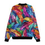 Bomber Jacket Colorful Feathers Abstraction
