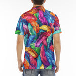 Men's Polo Shirt Colorful Feathers Abstraction