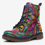 Leather Boots Colorful Feathers Pattern