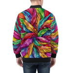 Bomber Jacket Colorful Feathers Pattern