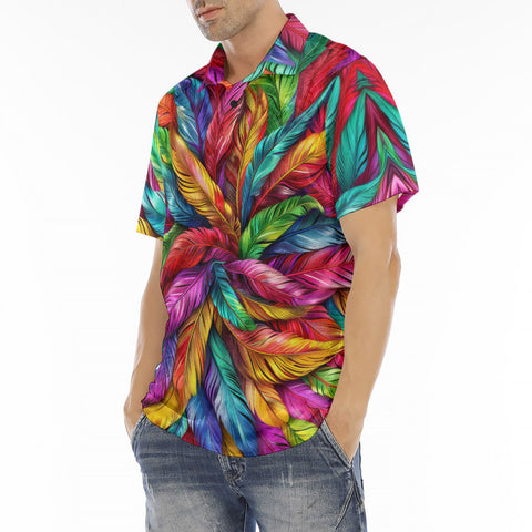 Men's Polo Shirt Colorful Feathers Pattern