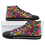 High-Top Canvas Shoes Colorful Feathers Pattern