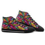 High-Top Canvas Shoes Colorful Feathers Pattern