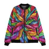 Bomber Jacket Colorful Feathers Pattern