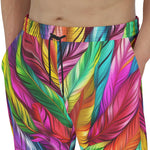 Men's Sweatpants Colorful Feathers Pattern