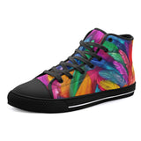 High-Top Canvas Shoes Colorful Feathers Art