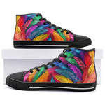 High-Top Canvas Shoes Colorful Feathers Art