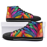 High-Top Canvas Shoes Colorful Feathers Art