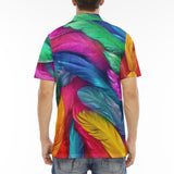 Men's Polo Shirt Colorful Feathers Art