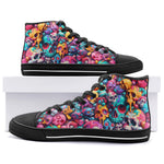High-Top Canvas Shoes Colorful Pile of Cartoon Skulls