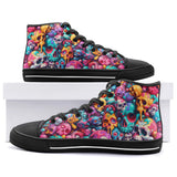 High-Top Canvas Shoes Colorful Pile of Cartoon Skulls