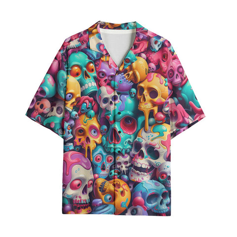 Hawaiian Shirt Colorful Pile of Cartoon Skulls