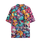Hawaiian Shirt Colorful Pile of Cartoon Skulls