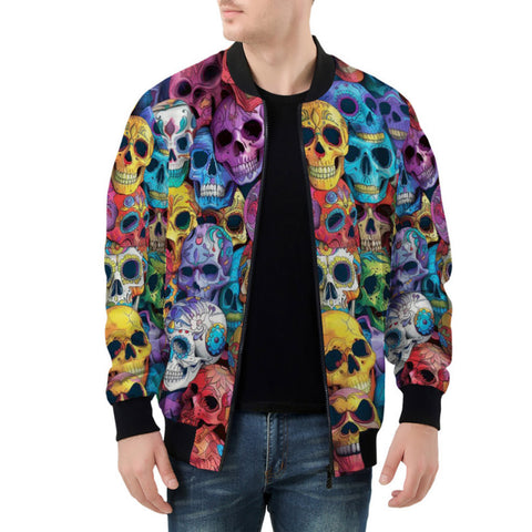 Bomber Jacket Vibrant and Colorful Skulls