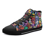 High-Top Canvas Shoes Vibrant and Colorful Skulls