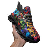 Sports Mesh Sneakers Vibrant and Colorful Skulls