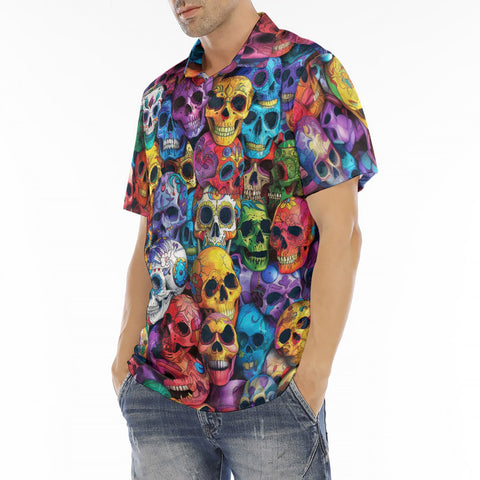 Men's Polo Shirt Vibrant and Colorful Skulls