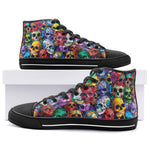 High-Top Canvas Shoes Vibrant and Colorful Skulls