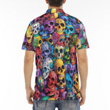 Men's Polo Shirt Vibrant and Colorful Skulls