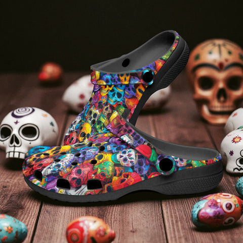 Classic Clogs Vibrant and Colorful Skulls
