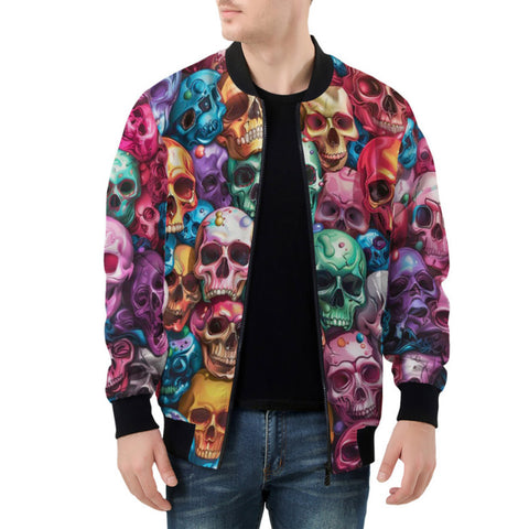 Bomber Jacket Multicolored Skulls Array