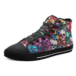 High-Top Canvas Shoes Multicolored Skulls Array
