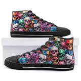 High-Top Canvas Shoes Multicolored Skulls Array