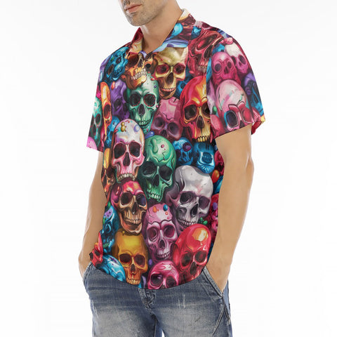 Men's Polo Shirt Multicolored Skulls Array