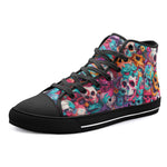 High-Top Canvas Shoes Colorful Skulls Pattern