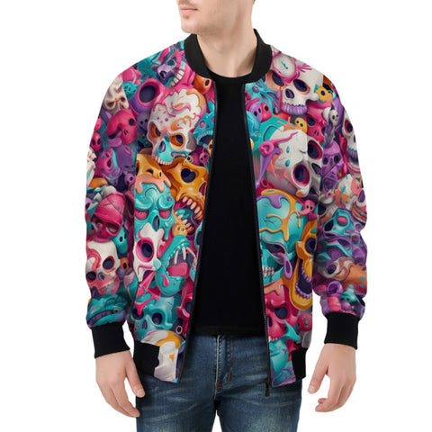 Bomber Jacket Colorful Skulls Pattern
