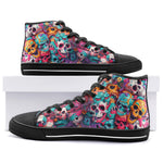 High-Top Canvas Shoes Colorful Skulls Pattern