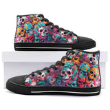 High-Top Canvas Shoes Colorful Skulls Pattern