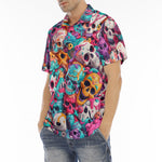 Men's Polo Shirt Colorful Skulls Pattern