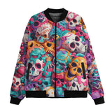 Bomber Jacket Colorful Skulls Pattern