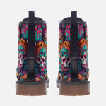 Leather Boots Colorful Skulls Pattern