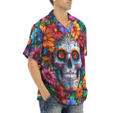 Hawaiian Shirt Skull Surrounded by Colorful Flowers