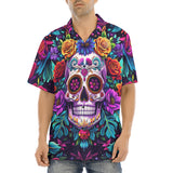 Hawaiian Shirt Colorful Skull and Roses
