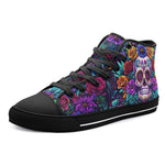 High-Top Canvas Shoes Colorful Skull and Roses