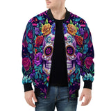 Bomber Jacket Colorful Skull and Roses