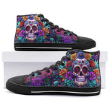 High-Top Canvas Shoes Colorful Skull and Roses