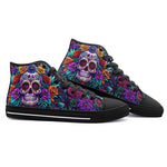 High-Top Canvas Shoes Colorful Skull and Roses