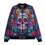 Bomber Jacket Colorful Skull and Roses
