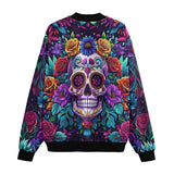 Bomber Jacket Colorful Skull and Roses